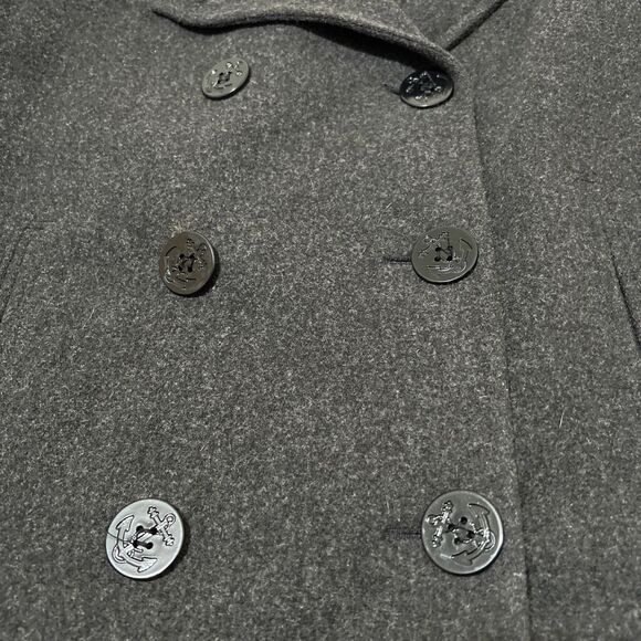 J.Percy 100% Merino Wool Pea Coat Charcoal Gray Nautical Made in USA Size 6 - Picture 8 of 12